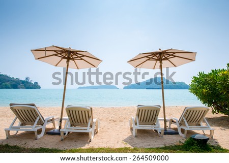 Beach chair in the Phuket Thailand beach