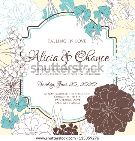 Wedding Card Or Invitation With Abstract Floral Background. Greeting Postcard In Grunge Or Retro Vector Elegance Pattern With Flowers Roses Floral Illustration Vintage Style Valentine Anniversary