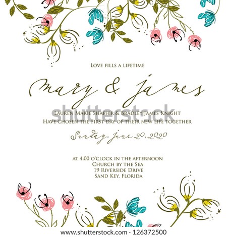 Invitation or wedding card with abstract floral background Invitation or wedding card with abstract floral background