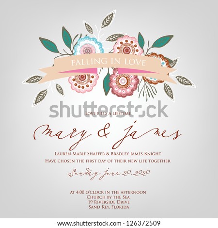 Invitation or wedding card with abstract floral background Invitation or wedding card with abstract floral background