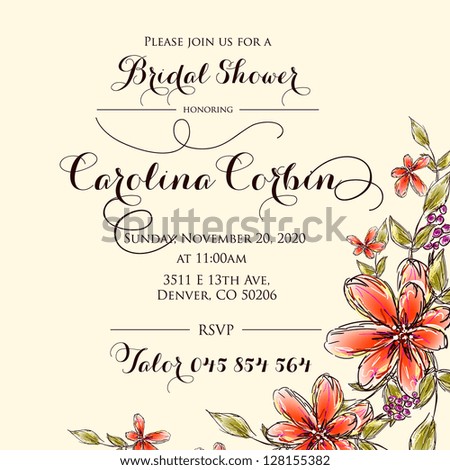 Invitation or wedding card with abstract floral background Invitation or wedding card with abstract floral background