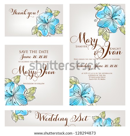 Wedding invitation thank you card save the date cards Wedding set Wedding invitation thank you card save the date cards Wedding set