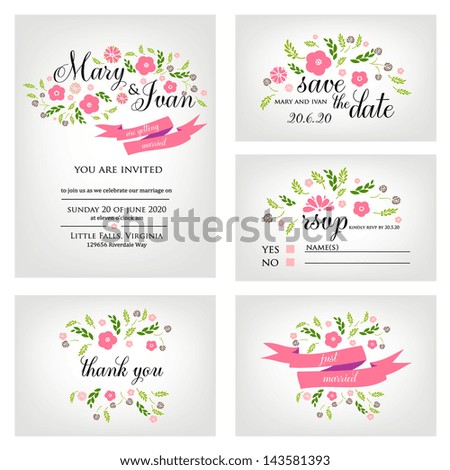 Wedding invitation thank you card save the date cards Wedding set RSVP card Wedding invitation thank you card save the date cards Wedding set RSVP card