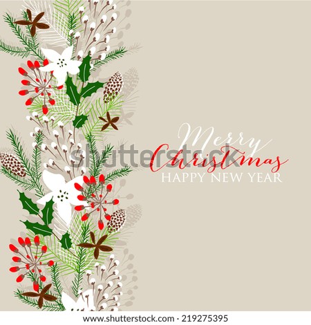 Merry Christmas Landscape Vector Christmas retro greeting card and background Merry Christmas Landscape Vector Christmas retro greeting card and background