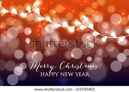 Christmas Glowing  Lights. Merry Christmas and Happy New Year Card Xmas Decorations. Blur Silver Snowflakes. Vector.