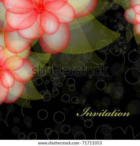 stock vector Floral wedding card on black background