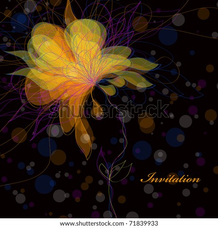 stock vector Floral wedding card on black background