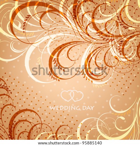 Wedding card or invitation with abstract floral background. Greeting card in grunge or retro style
