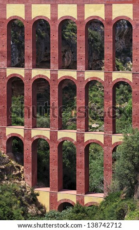 Old aqueduct named El Puente del Aguila in Nerja, Costa del Sol, Andalusia, Spain