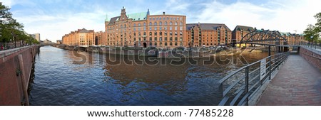 View at Hamburger Speicherstadt, a historic part of the city for storing goods near the harbor, Hamburg
