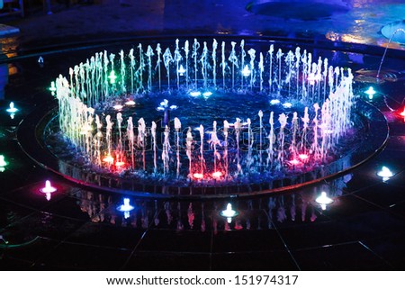 Fountain night lights.