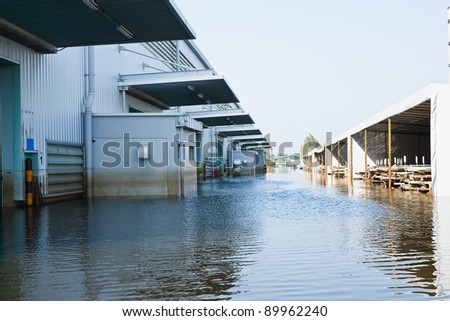BANGKOK - NOV. 25: Factories damaged at Nava Nakorn Industrial, which is flooded for a period of 1 month on November 25, 2011 at Nava Nakorn Industrial Pathum Thani, Bangkok.