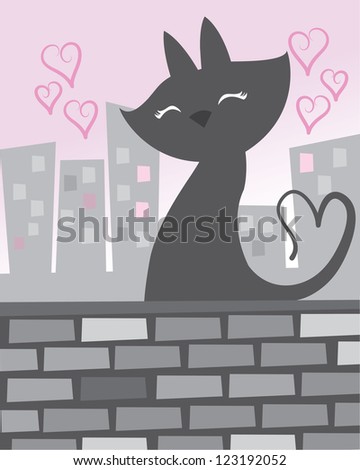 Cute Sweet city kitty with stone wall