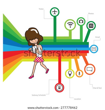 stock vector smart phone chat online concept cartoon woman face screen stock vector smart phone chat online concept cartoon woman face screen