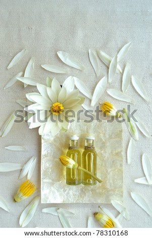 White water lily with massage oil.