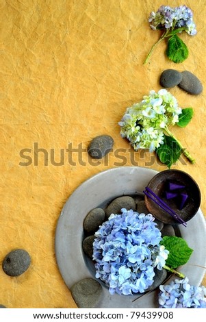 Hydrangea with incense.