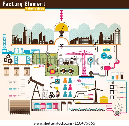 stock vector : Set of factory infographics, factory info graphics vector illustrator