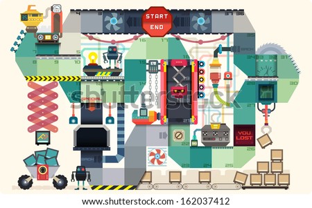 Robot factory board game for kids infographics charts symbols graphic elements illustrator vector illustrator vector Robot factory board game for kids infographics charts symbols graphic elements illustrator vector illustrator vector