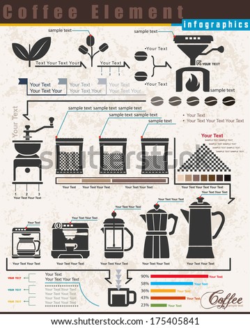 stock maker  elements coffee infographic vector  coffee to coffee steps vector make  maker