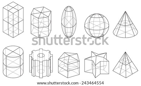 Outline Set Of Geometric Shapes, Vector Illustration - 243464554