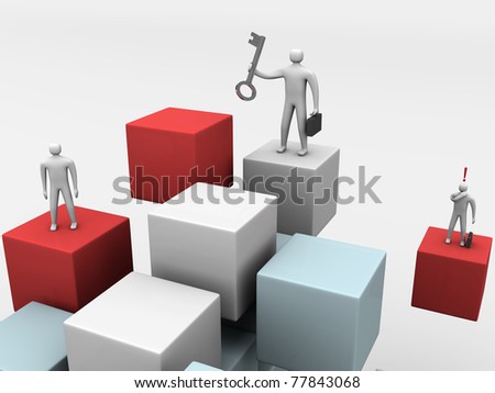 business people on 3d abstract cube background - 3d randered