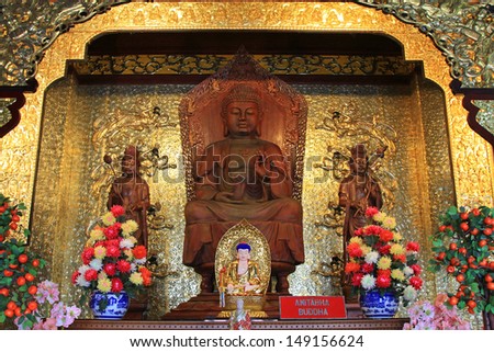 One of the Buddhas, Amitabha Buddha at the Buddhist Temple of Supreme Bliss : Kek Lok Si, Penang, Malaysia