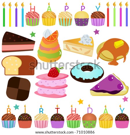 Happy Birthday Icons. Icons : Cake, Cupcake, Pie