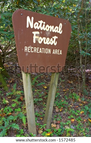 National Forest Recreation Area sign