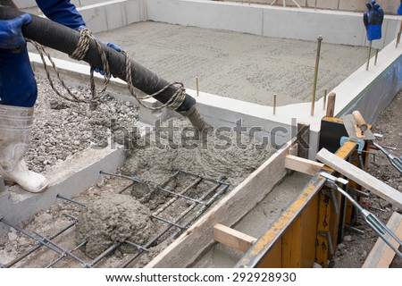 They injected the concrete for the creation of the foundation in a residential construction site.