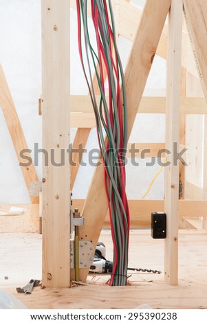 Electrical wiring work of housing construction.