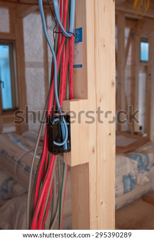 Electrical wiring work of housing construction.