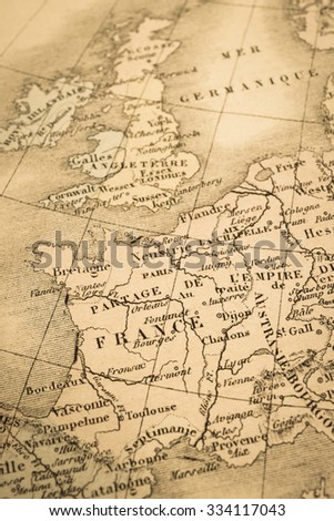 Antique world map, France