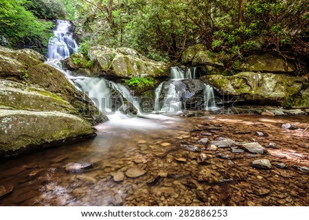 Great Smoky Mountains National Park Scenic Waterfall - Spruce Flats Falls - Tremont - vacation getaway destination - Gatlinburg Pigeon Forge TN