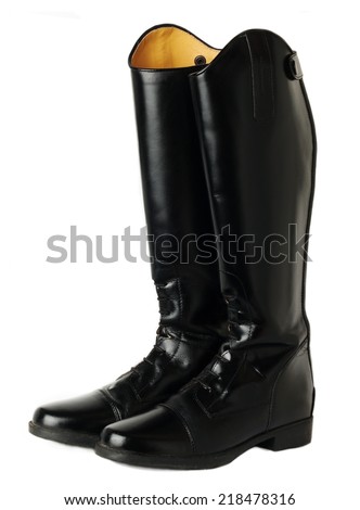 horse riding dressage boots isolated on white - stock photo horse riding dressage boots isolated on white - stock photo