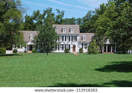 white clapboard American country house