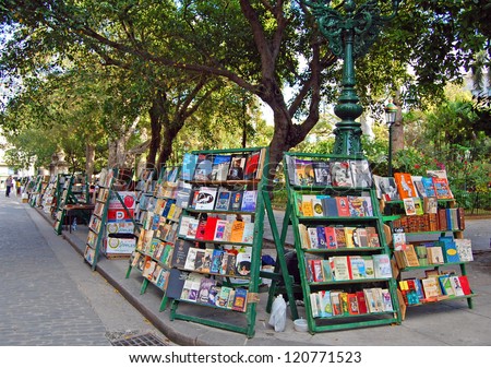 HAVANA - JANUARY 27: book stalls line the street in the Plaza de Armas, Havana, Cuba on January 27, 2009. The secondhand book market takes place six days a week and is a popular tourist attraction.