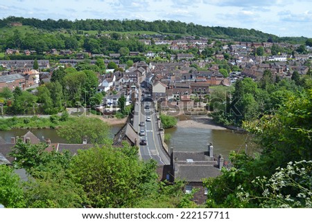 Bridgnorth - May 21: view of Bridgnorth low town with the bridge over the River Severn, in Shropshire, UK on May 21, 2014. Bridgnorth is a historic market town in Shropshire.