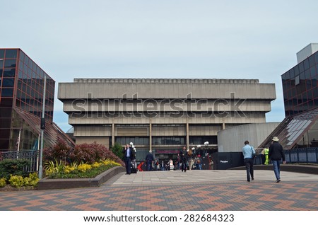 Birmingham, UK - May, 15: view of the old central library in Birmingham, UK on May 15, 2015. Built in the Brutalist style, the building will soon be demolished.
