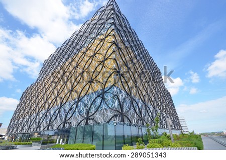 Birmingham, UK - June 16: view of the new library in Birmingham, UK on June 16, 2015. The library attracts thousands of visitors and tourists annually.