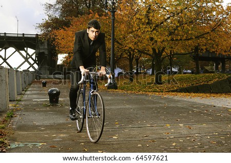 Business man on a bike