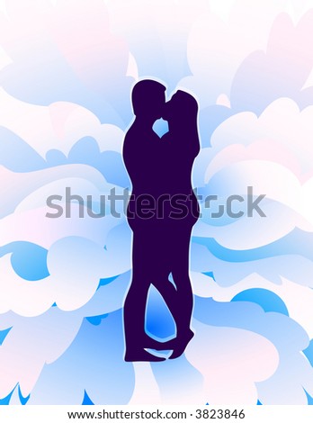 Kissing couple silhouette on kissing couple silhouette. Kissing couple silhouette on