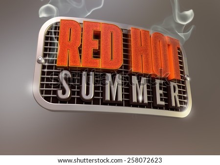 Red Hot Summer smoking title on retro style metal grill