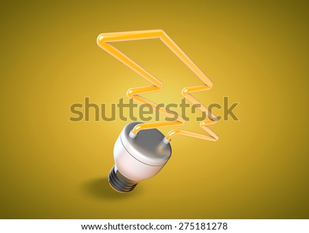An energy saver light bulb forms shape of lightening bolt. Concept for saving electricity and power issues. Supply of power and energy.