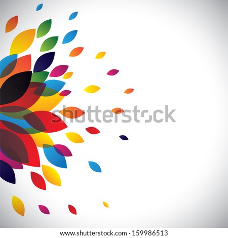 Colorful flower petals of a beautiful flower as background. This abstract vector graphic contains spring time flower and petals in red, orange, yellow, green, blue, pink and other colors