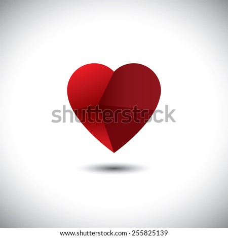 paper folded heart icon representing love emotion - vector icon. This also represents passion, romance, friendship, relationship, bonding, compassion, empathy