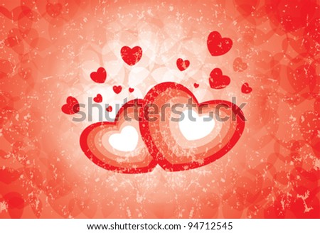 Heart symbols showing the emotion of love and romance on a grungy background. AI EPS 10 Vector.