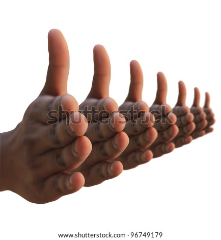Many hands hand shake gesture. Non verbal body language signal.