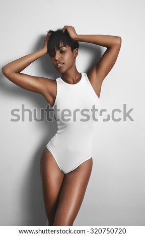 beauty black woman wearing underwear body