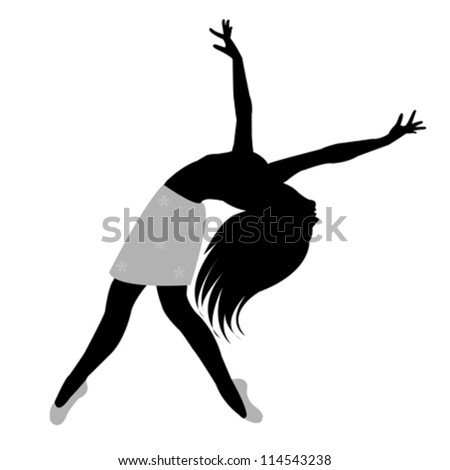 Black Silhouette Of A Woman Dancing On A White Background Stock Vector