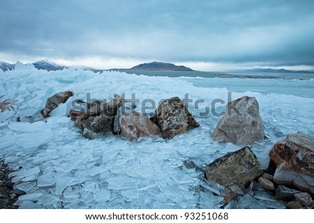 Ice Covering Rocks on Utah Lake